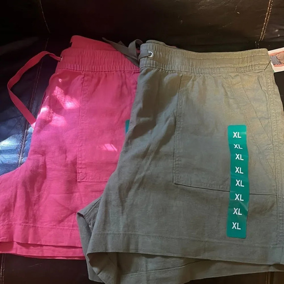 Nautica Ladies' Linen Blend Short 2 pair Pink and Green - Picture 4 of 12